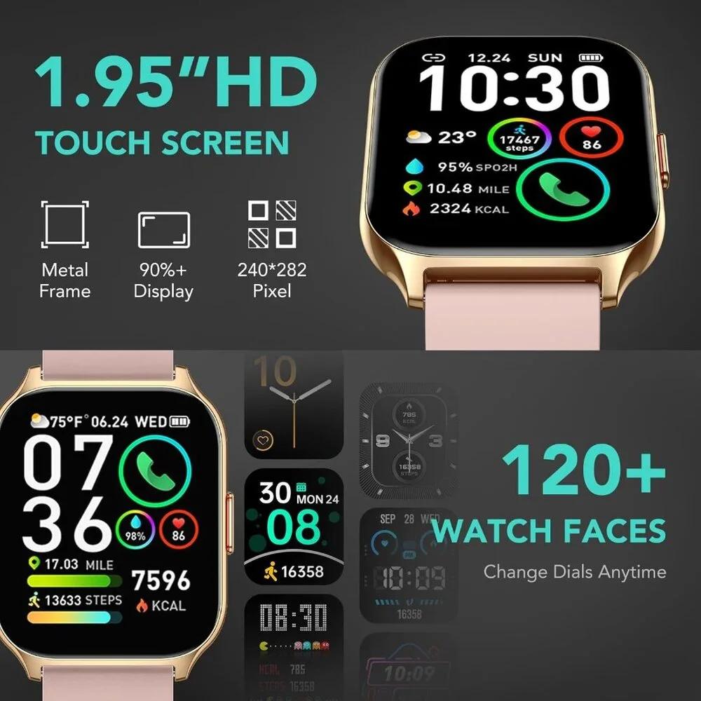 SKG V7-2 Smart Watch 1.95 in Screen Android Iphone Fitness Tracker IP68 Pink